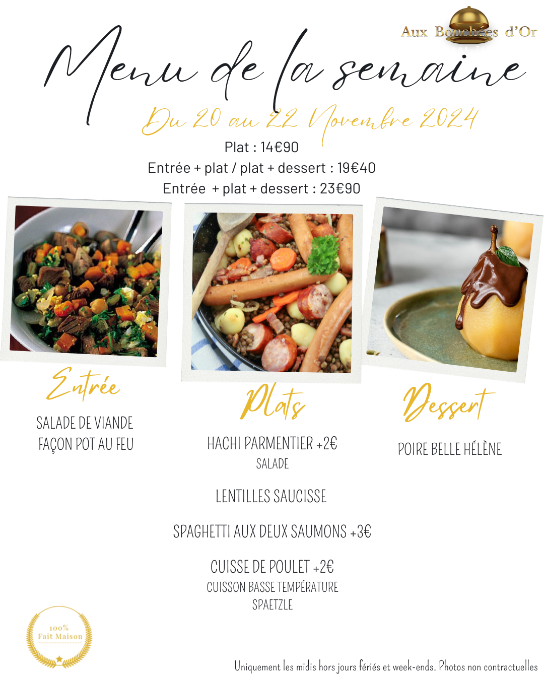 Menu de la semaine 20 au 22.11